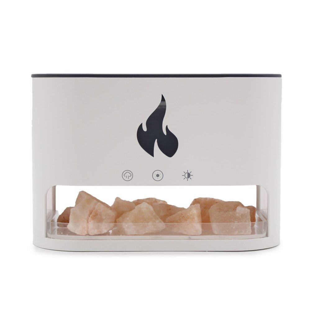 Difusor de Aroma Blaze - Cámara de Sal del Himalaya - USB-C - Efecto Llama (Sal incluida)